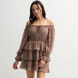 Harper and Ivy Brown Floral Dress